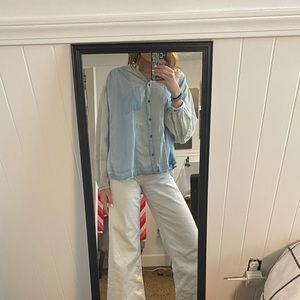 Denim flowy free people shirt!